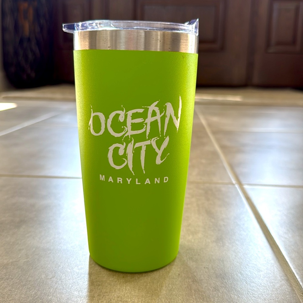 Ocean City, Maryland Stainless Steel 20 oz. Lime Green Insulated Tumbler